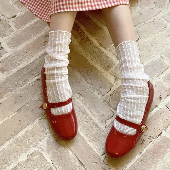 Хит продаж, детские летние носки с ворсом, тонкие кружевные сетчатые дышащие носки средней длины Ins, японские носки Sweet Mary Jane Fairy