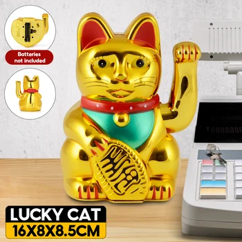 Теплый Классический китайский Электрический кот на удачу, Манящий Манеки, Машущий золотом Кот, работающий от батарейки типа АА, поделки Фэн-шуй