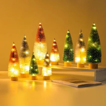 Золотой луковый порошок, двухцветная светоизлучающая рождественская елка, предметы интерьера, рождественские украшения, светящаяся настольная мини-елка