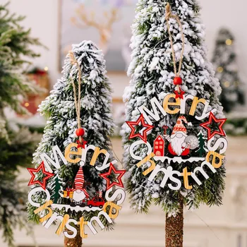 Рождественский Деревянный кулон, Снежинка, Рождественская Елка, Подвесные украшения, Рождественские Украшения для дома, Подарок Navidad на Новый 2023 год