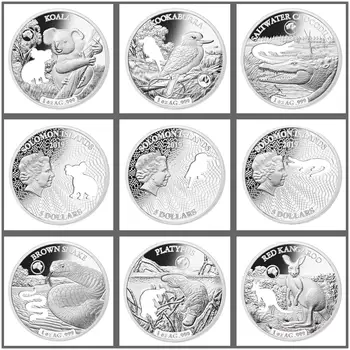 2019 Монеты Австралии 1 унция серебряная монета крокодил + коала + Змея + кукабурра вызов монеты подарок