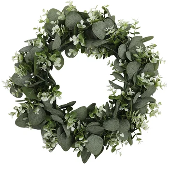 Травяное кольцо, Листья Эвкалипта, Зеленый Венок, Искусственный Весенний декор входной двери, Искусственный