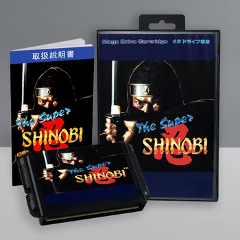 16-битная игровая карта Super Shinobi с коробкой инструкций для картриджа игровой консоли Sega Megadrive
