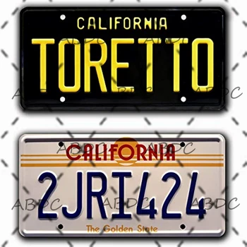 Металлический знак Калифорнийский номерной знак | TORETTO + 2JRI424 | Металлический номерной знак На стене гаража, Украшение дома