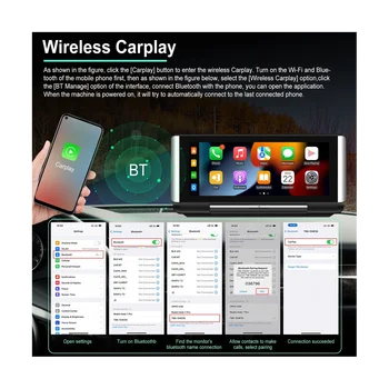 Портативный 6,86-Дюймовый Складной Экран Автомобильного Радио Беспроводной Carplay Android Auto MP5 Плеер Автомобильный Стерео Bluetooth FM AUX