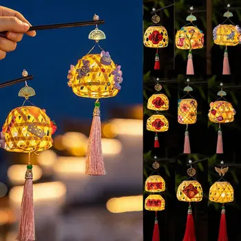 Бамбуковый светящийся фонарь ручной работы, простой красивый светодиодный фонарь, Традиционный декоративный светильник для фестиваля середины осени