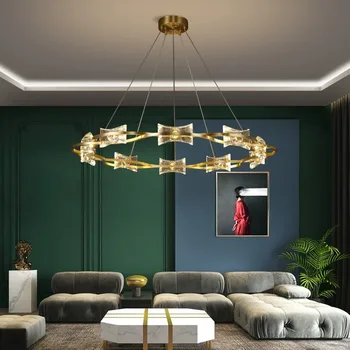 AiPaiTe Полностью медная минималистичная хрустальная люстра современная северная спальня гостиная столовая люстра