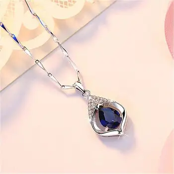 Благородное свадебное ожерелье из голубого кубического циркония для женщин серебристого цвета, Темперамент, Элегантные женские аксессуары, модные украшения