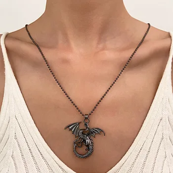 Классическое ожерелье с подвеской в виде дракона для мужчин и женщин, изысканные чокеры в китайском стиле, Винтажные модные цепочки, Амулет на удачу, ювелирные изделия