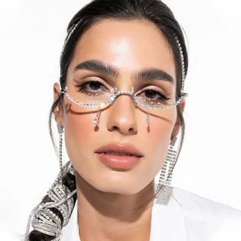Оправа для очков с подвеской Stonefans, дизайнерские роскошные ретро-солнцезащитные очки в стиле бохо без линз, Женские аксессуары, очки для глаз, украшения для лица