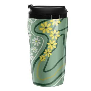 Новая зеленая дорожная кофейная кружка с цветочным рисунком, термостекло для кофе, кофейная кружка класса люкс, чашка