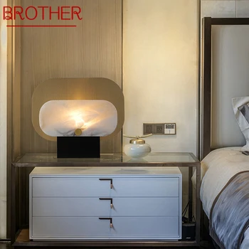 Мраморная настольная лампа BROTHER Nordic класса Люкс в стиле современного искусства, Семейная гостиная, спальня, Декоративная настольная лампа для творчества со светодиодной подсветкой