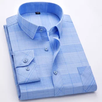 Мужские рубашки с длинными рукавами, повседневная мужская рубашка из 100% хлопка с отложным воротником, новая модная дизайнерская удобная рубашка из ткани без железа