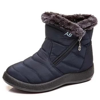 Зимние модные теплые женские ботинки, сохраняющие тепло, без шнуровки, на плоской подошве, женская Короткая женская обувь, Повседневная обувь, Плюшевая обувь