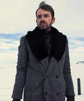Мужское модное зимнее утолщенное шерстяное пальто средней длины выше колена