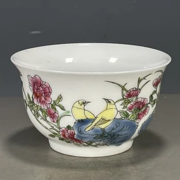 Коллекция старинного фарфора старой династии Цин система Тунчжи с рисунком пастельных цветов и птиц master cup чайные чашки